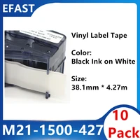 10 pk m21 1500 427 vinyl label ribbon black on white for bmp 21 plus printer 38 1mm 4 27m cable wire marking labs fiber label