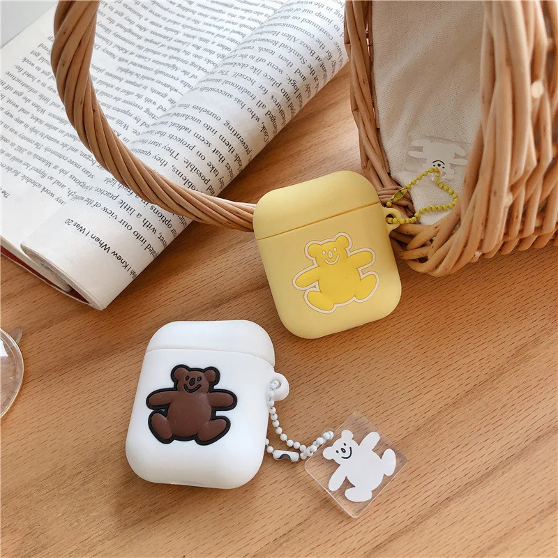 Шнурок с мишкой для funda airpods 2 Чехол 1 мягкие наушники bluetooth наушники для airpod чехол висячий орнамент Koala милый подарок