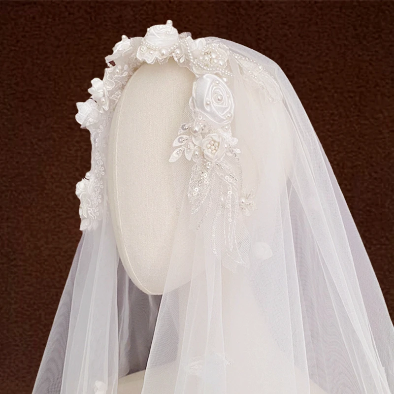 

Одноуровневая фата ручной работы, белая свадебная вуаль, свадебная вуаль, Свадебные вуали