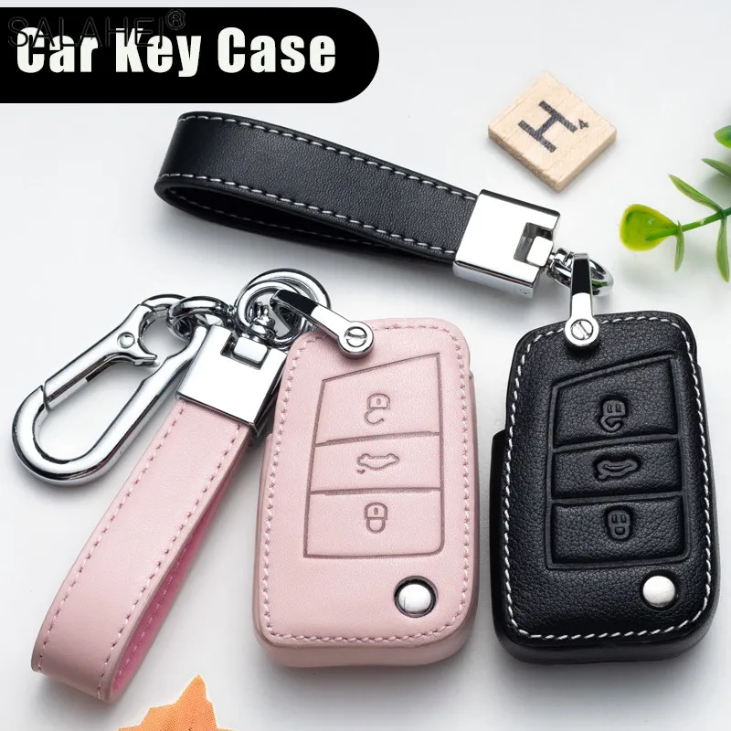 Кожаный чехол для автомобильного ключа Volkswagen VW Jetta Golf Polo Passat Tiguan Skoda Octavia сиденья |