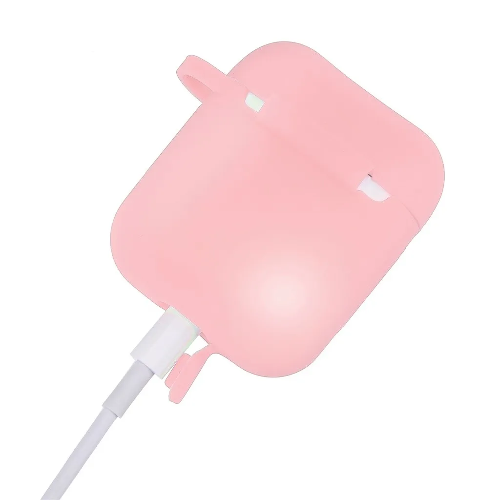 Беспроводной чехол для наушников Airpods 2 и 1 зарядный силиконовый защитный чехол и брелок с помпоном FW3