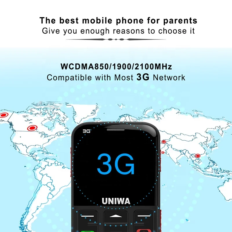 UNIWA V808G мобильный телефон русская клавиатура 3G WCDMA мощный фонарь старший для