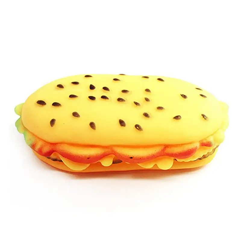 

Rubber Hamburger Dog Toy Creative Bite-proof Food Squeaky Toy Dog Bite Toy Dog Sound Toy Funny Interactive toys Training toys