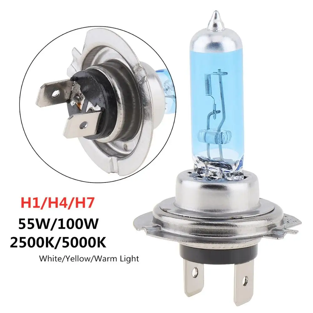 Автомобильная галогенная лампа 12V H1/H4/H7 55W/100W 5000K супер яркие автомобильные