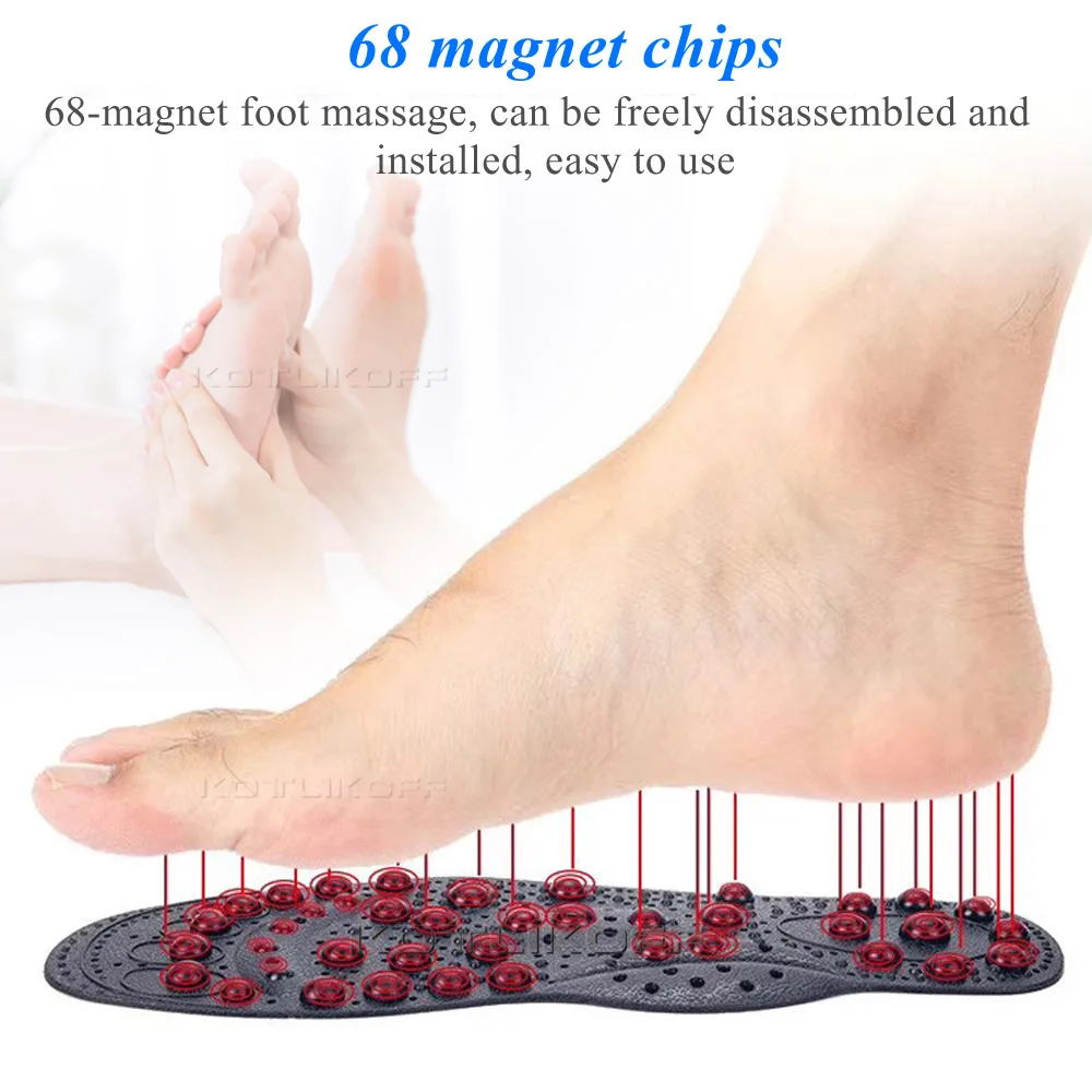 Magnetic Therapy Insoles Enhanced Upgrade 68 Magnets Advanced Foot Acupressure Shoe Pads Massage Slimming Insoles Unisex