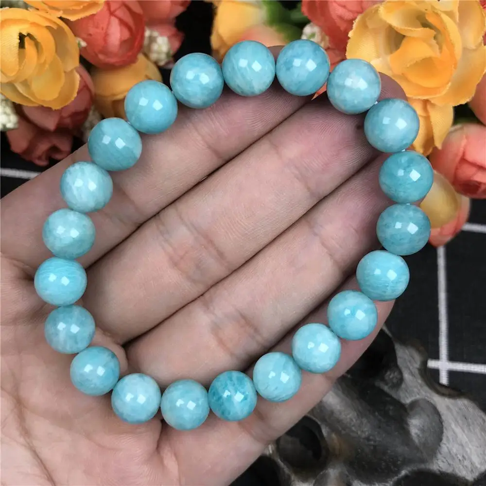 

9mm Natural Green Amazonite Gem Bracelet For Women Lady Men Crystal Mozambique Stone Reiki Round Beads Wealth Jewelry AAAAA