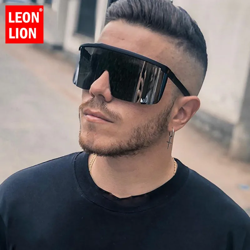 LeonLion 2021 большие солнцезащитные очки мужские роскошные Брендовые мужские/женские