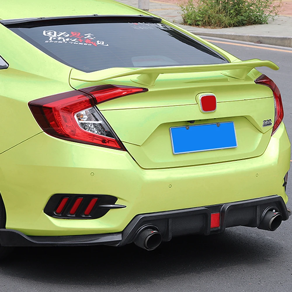 Крыло задний спойлер для Honda Civic 2016 2017 2018 2019 2020 2021 АБС-пластик углеродная черная