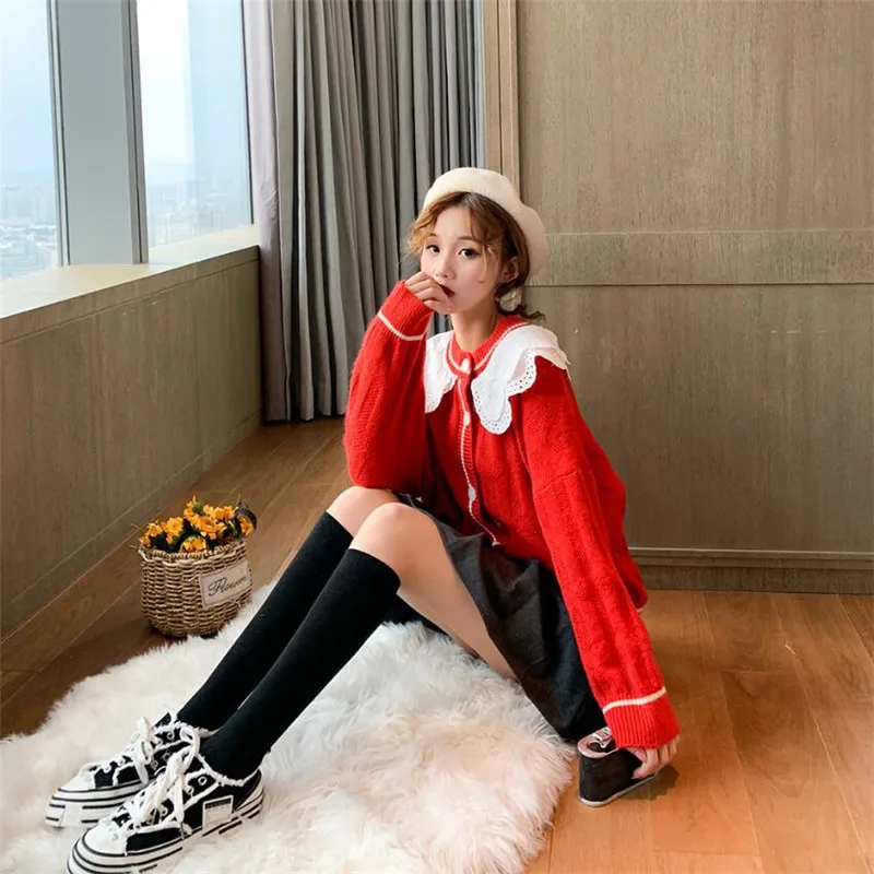 Милый кружевной свитер для женщин осень зима новый прочный фонарь с рукавами