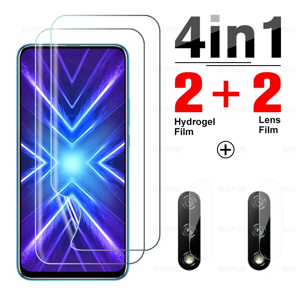 

4IN1 Hydrogel Film Screen Protector Lens For Huawei Honor 9X 9XLite 9A 9C 9S 9Lite 9 Camera Gla s Protective Film 6.59" STK-LX1