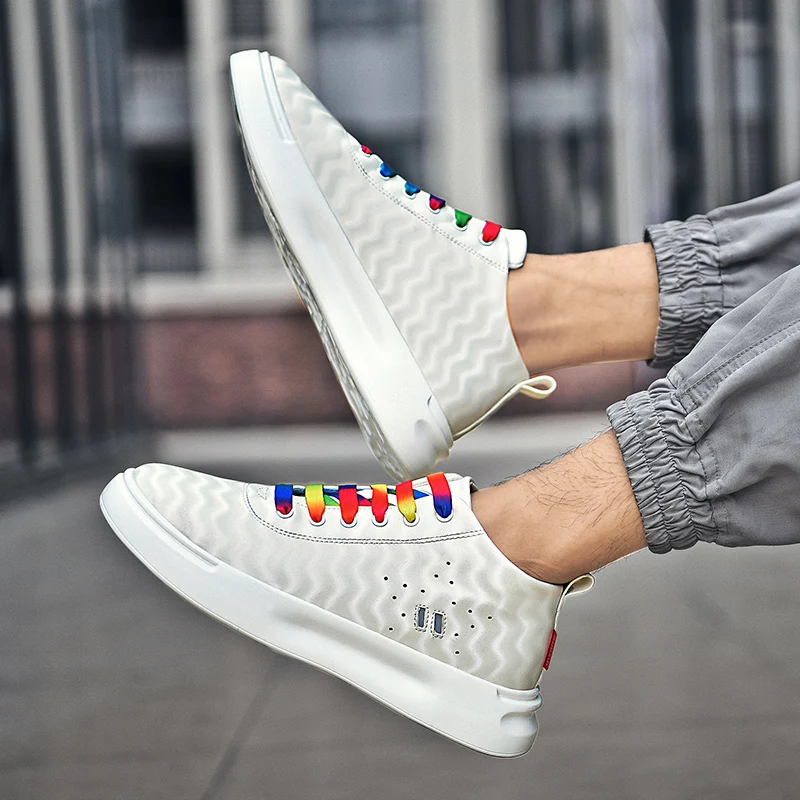 

New Shoes for Men Gradient Color Casual Non-slip Lace-up Breathable Sneakers Brand Male Footwear Plus Size 45 hommes chaussures