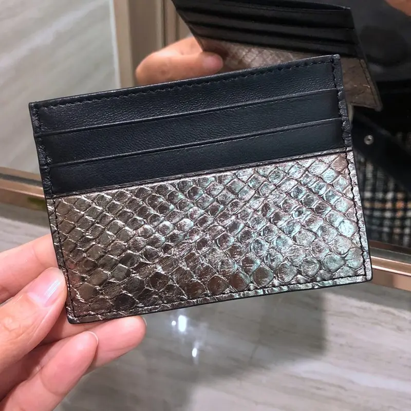 Card Holder CAJIFUCO кожа питона Porte Carte змеиная кожа кредитный держатель для карт животное кожа портмоне - Цвет: Card Holder