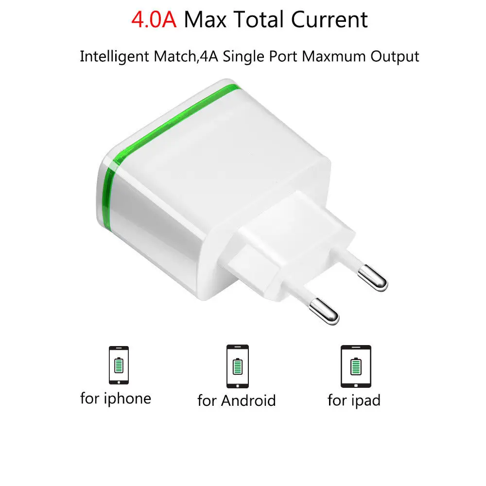 ABS Mobile Phone Wall Charger Socket Adapter EU Plug 5V 4A Fast Charging 4 Port USB Hub travel charging | Мобильные телефоны и