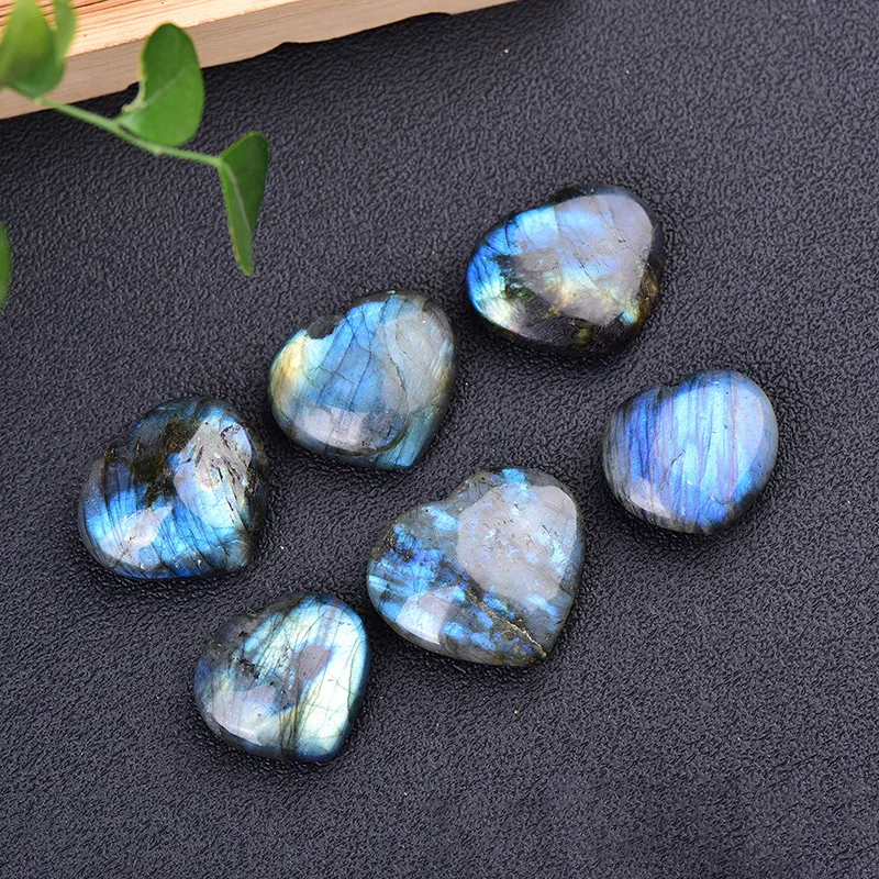 

Natural Labradorite Heart Shape Love Stone Energy Reiki Gems Healing Crystals Moonstone Ornaments Garden Wedding Party Decor