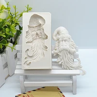 1pc 3d santa claus cake fondant molds cake decorating tools silicone resin molds diy kitchen baking accessories ftm1736