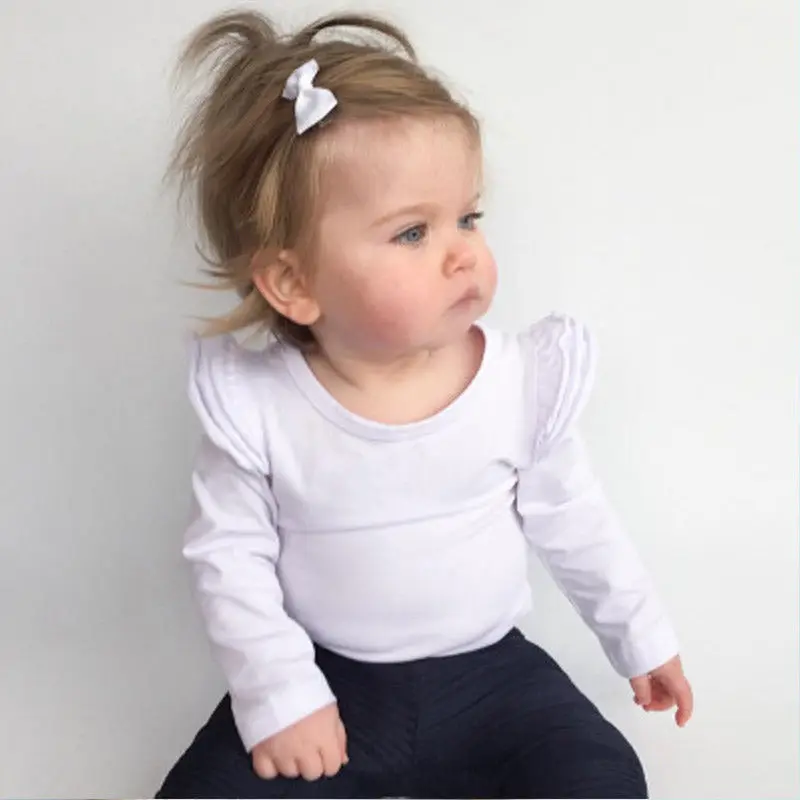 

new Newborn Toddler Baby Girls Summer solid Bodysuit Long Sleeve Outfits Jumpsuit