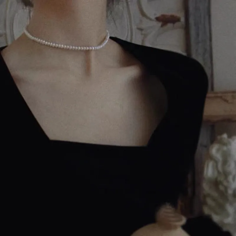 

Elegant Imitation Pearl Choker Necklace Bead Choker Clavicle Chain Necklace For Women Wedding Jewelry Collar 2021 New Neck Chain