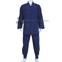 summer cotton buddhist monk farming work uniform shaolin kung fu tai chi suits wushu martial arts taoist clothes