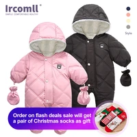 ircomll infant baby jumpsuit kids hooded romper warm fleece lining outerwear toddler jacket baby girl boy clothes outfits