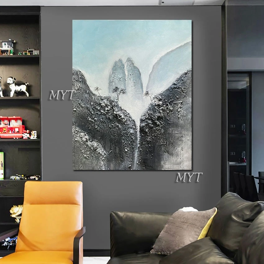 

Абстрактный Горный пейзаж, Настенная картина, ручная роспись, текстурированное акриловое искусство, домашняя Настенная картина, искусство ...