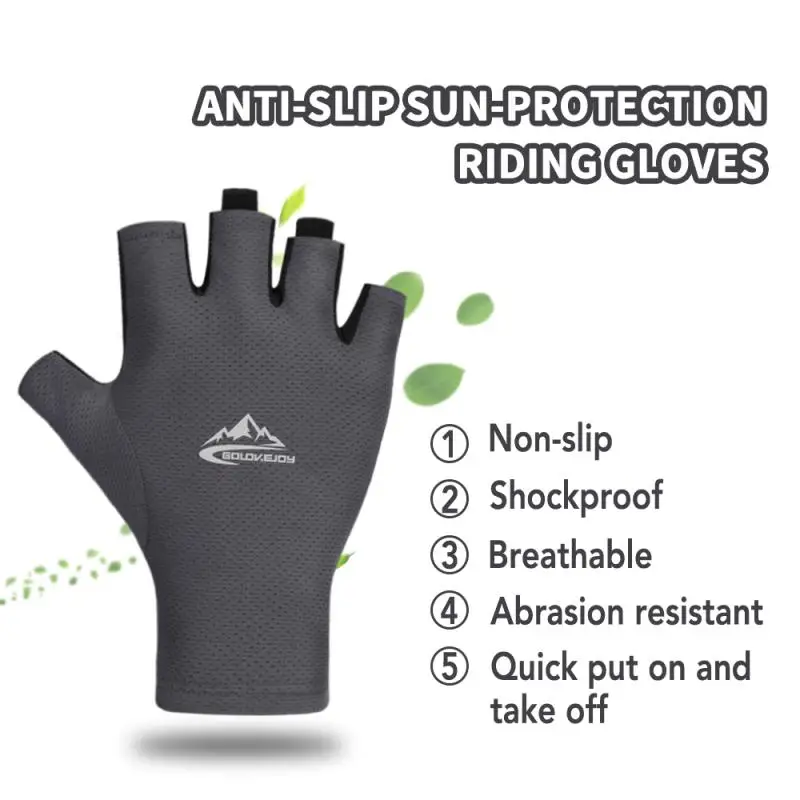 

M/L Summer Anti-Slip Cycling Gloves Ice Silk Men Half Finger Breathable Shockproof Wear-Resistant Sport Bike Bicycle Equipment