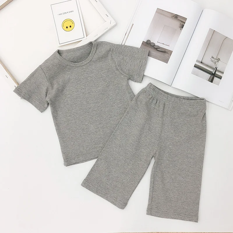 2019 летний Пижамный костюм с коротким рукавом в рубчик полосатые хлопковые пижамы