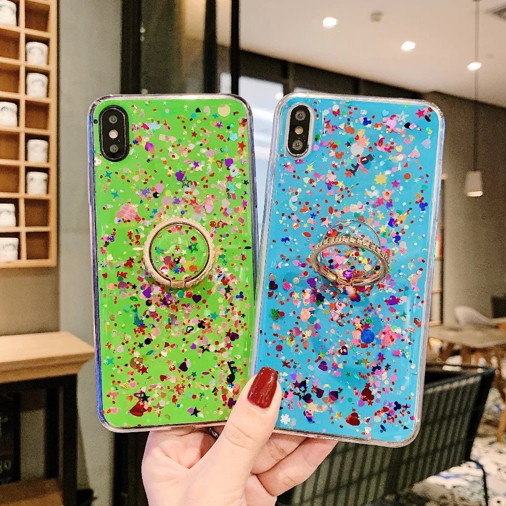 Сияющий с сияющими блестками и пайетками чехол для samsung Galaxy J4 Plus J6Plus J415F Крышка для samsung A7 A9 S10 S9 Note 9 A50 A30 A6