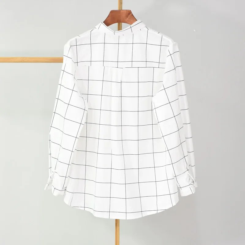 Женская хлопковая рубашка на пуговицах белая Повседневная Блузка с отложным