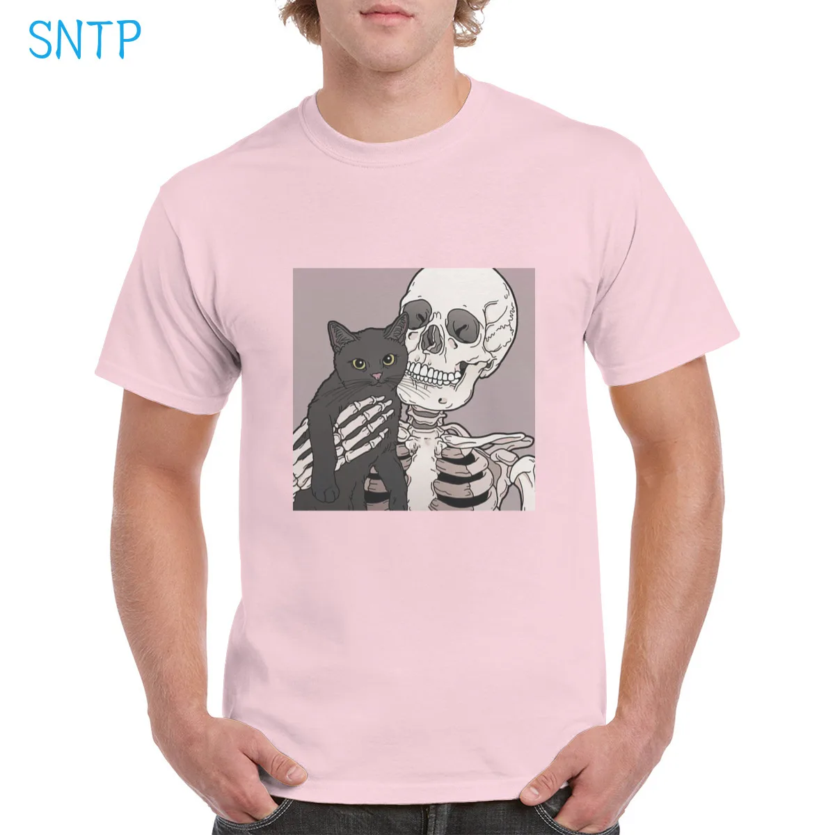 

Black Cat Friends Cute Funny Demon Graphic Streetwear t shirt Cat Top 100% Cotton Soft Oversized Tee Female/Man Skeleton T-Shirt