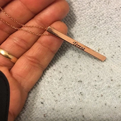 rose gold FLYANGEL вертикальное ожерелье на заказ, выгравированное имя, текст, ожерелье, модные ювелирные изделия, подарки для влюбленных пар, подруги, жены - Окраска металла: rose gold