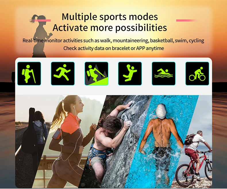 

Fitness Running Cycling Mountaineering Swimming Tennis Smart Watch Bracelet Sleep monitoring Heart Rate photograph For Android