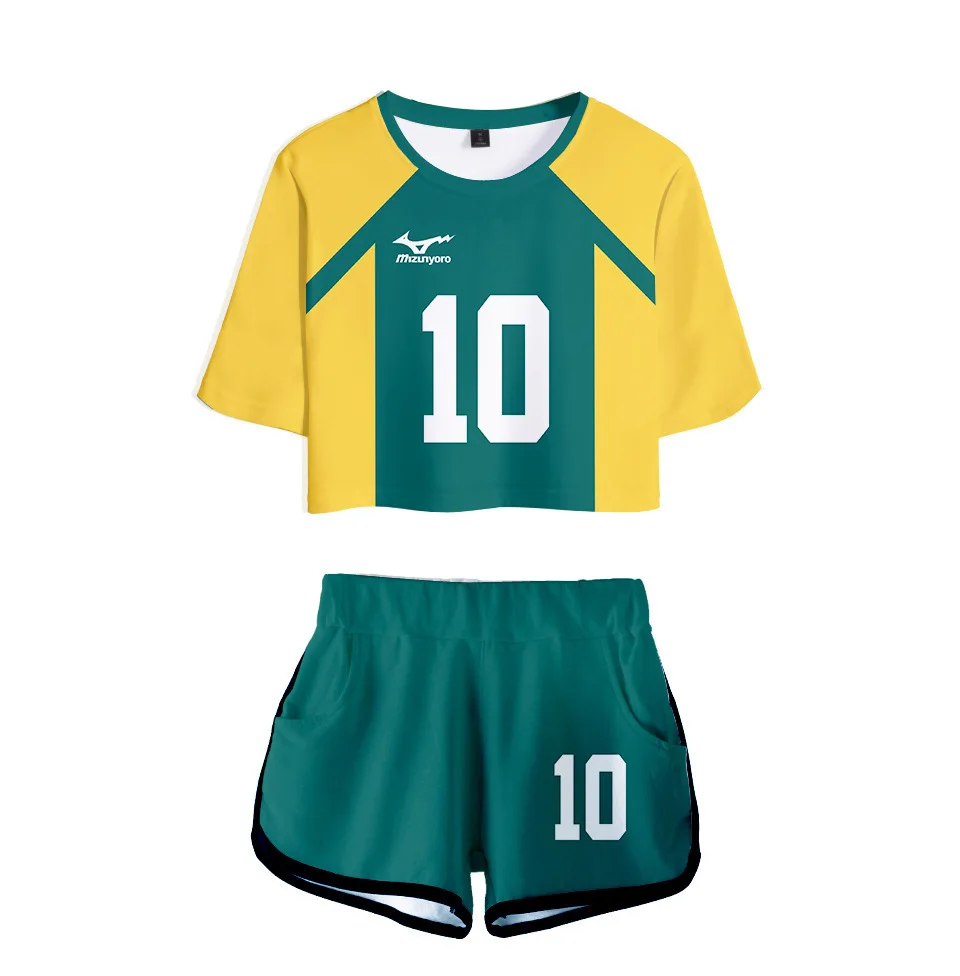 

Women Two Piece Set Haikyuu!! Pajamas Outfits Kawaii Tops 3D Print Short Suit For Summer Cartoon Sleepwear Cosplay Costume Shirt