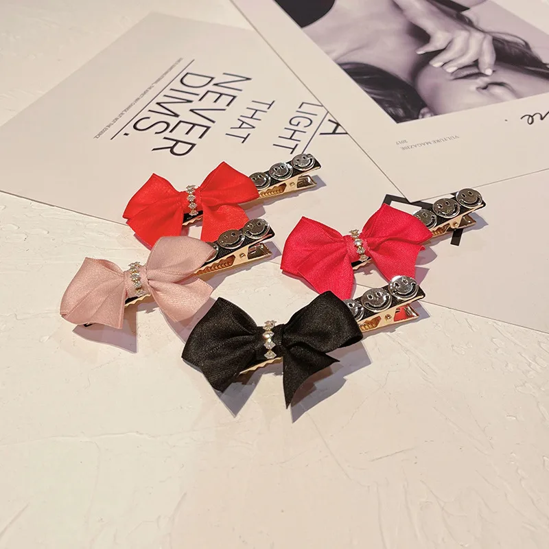 

Новинка, заколка Стразы с бантом, заколка для волос в стиле ретро с улыбающимся лицом, заколка для волос со сломанными волосами для девушек, ...