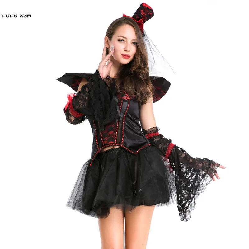 

Top + Skirts Woman Halloween Vampire Costumes Female Queen Cosplay Carnival Purim Masquerade Nightclub Bar Role play party dress