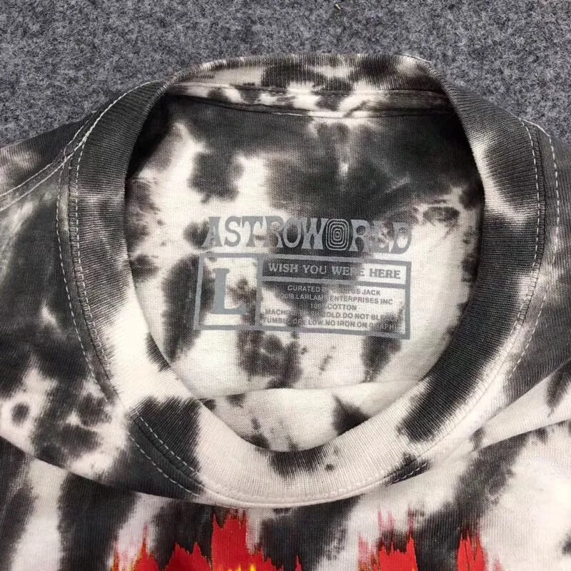 

Burning Train New Travis Scott Astroworld Sicko T shirt Men Women 1:1 Best quality Tie dyeing O-neck Astroworld t-shirts