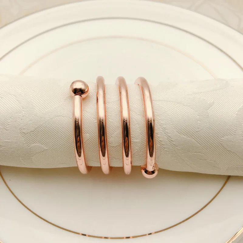 rose gold 6 шт./лот кольца для салфеток Крестильный браслет металлическая для салфеток Держатель золотые серебряные свадебные подарки Anillos De Servilletas украшения стола - Цвет: rose gold