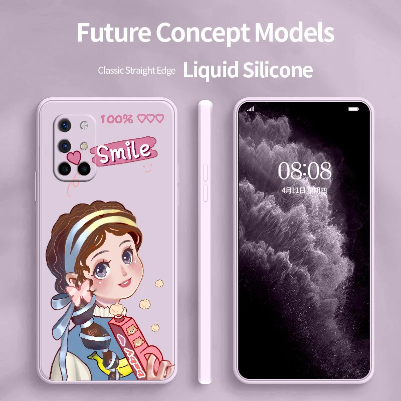 

Fashion Girl Phone Case For Oneplus 8t 9 9pro 9r pro Liquid Silicone Cover