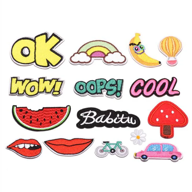 15 шт. Симпатичные Мультяшные нашивки с фруктами и надписями наклейка сделай сам