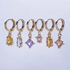 Женские серьги-кольца с цирконом, Разноцветные серьги в стиле бохо, для свадьбы, комплект серег-колец