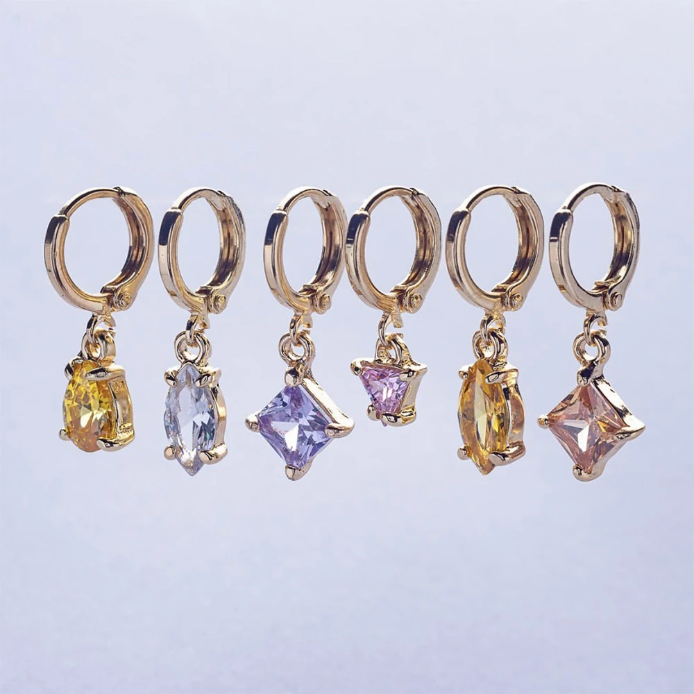 Новые модные циркониевые девичьи серьги камень CZ красивые золотые женские с