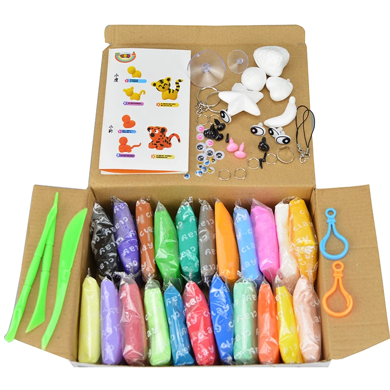 24 Цвета интеллигентая(ый) ПЛАСТИЛИНОВАЯ глина Playdough с инструментальным ящиком грязи детские развивающие игрушки Пластилин волшебный песок играть жевательной резинки