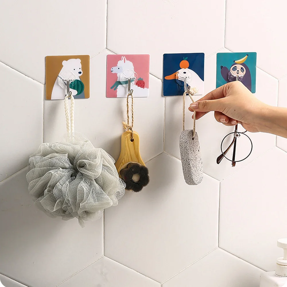 

4Pcs/set Hook Strong Paste Storage Rack Hanger Storage Kitchen Accessories Multi-functional Seamless Waterproof Wall Sticker