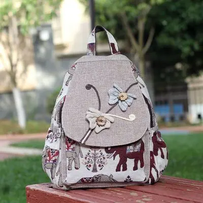 

New coming national women string appliques backpacks!Nice bohemian embossing casual backrack All-match lady canvas backruck