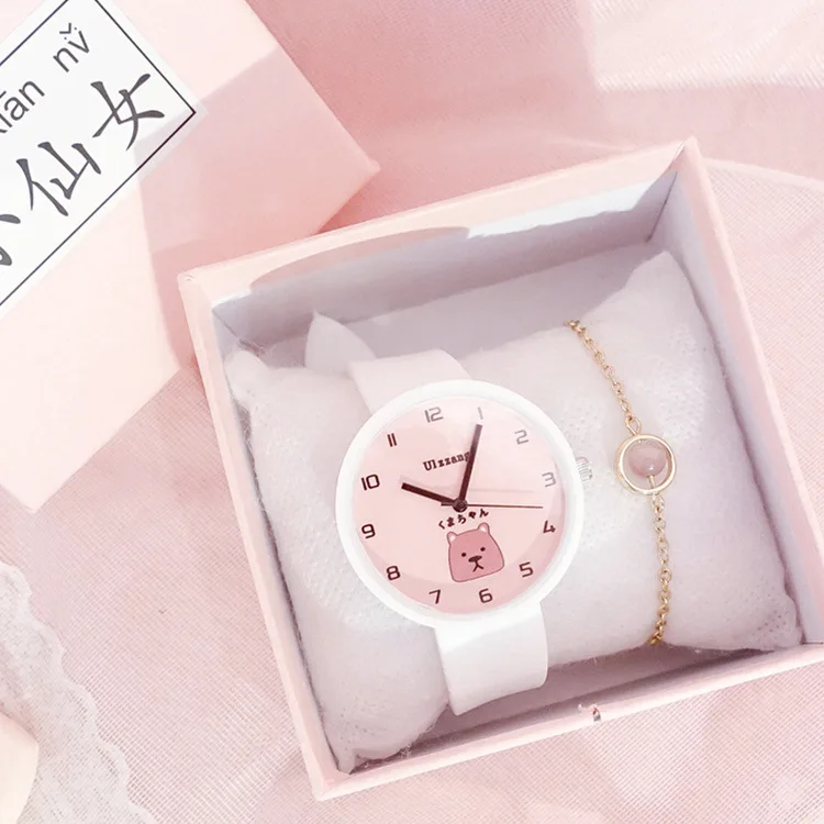 2019 изысканные силиконовые часы с милым мультяшным медведем модные повседневные