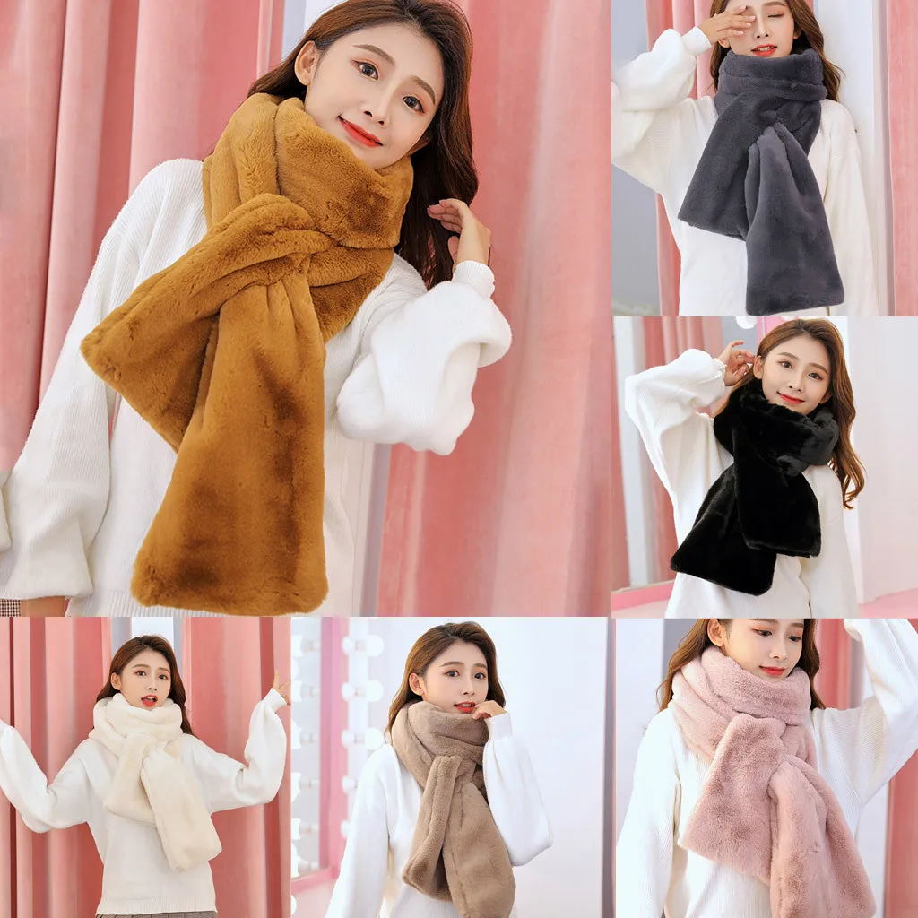 

Fashion Women Scarf Warm And Comfortable simple solid comfortable high quality above 175 cm Plush Winter Fashion Scarf #G1