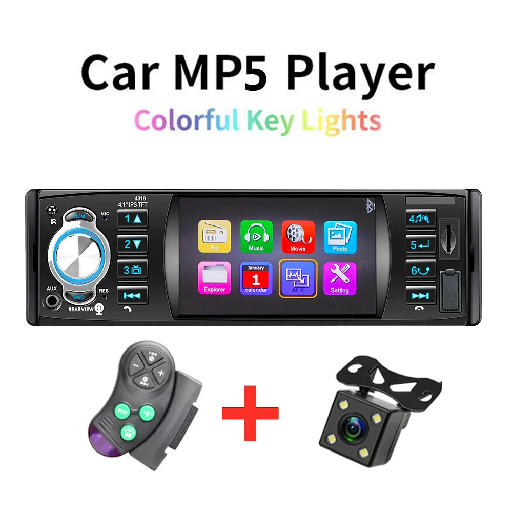 

Автомагнитола 1Din, HD MP5 плеер, Bluetooth, громкая связь, FM-радио, стерео аудио, USB/SD, с In Dash AUX, Iput, многоформатное воспроизведение радио