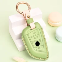leather car key case cover for bmw 5 series 520li new 3 series x1 x3 x5 7 series ring keychain car shell protector accessories