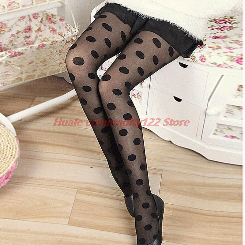 

New Black Sexy sheer Lace Big dot Pantyhose Stockings Dot Slim Tights