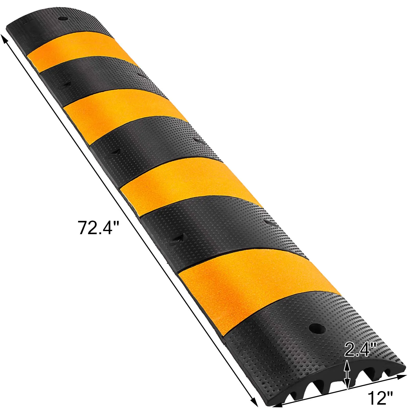 

VEVOR Rubber Speed Bump 6 Feet Driveway Modular Heavy Duty Speed Bumps 72.4 x 12 x 2.4 Inch Cable Protector Ramp