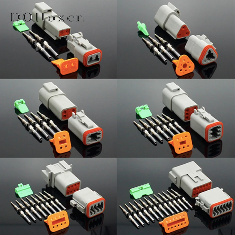 1 Set Deutsch DT Connector DT06-2S/DT04-2P 2P 3P 4P 6P 8P 12P Waterproof Electrical Connector For Car Motor With Pins 22-16AWG